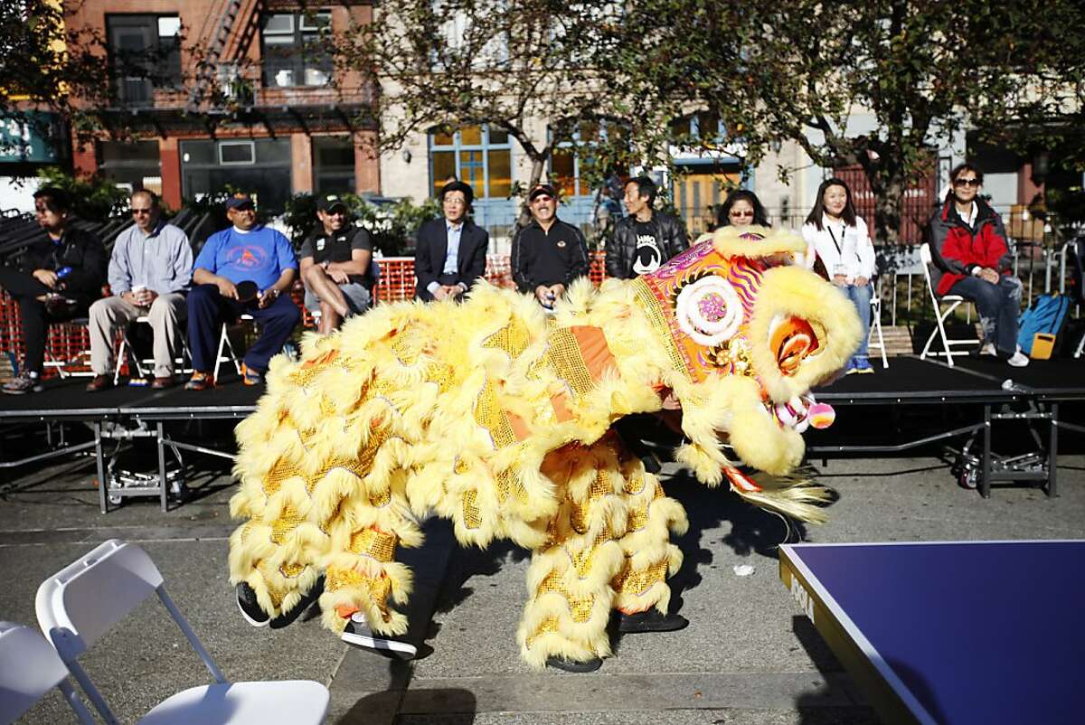 A traditional chinese line dance at the second annual Chinatown Sunday Streets and Chinatown Ping Pong Tournament in San Francisco, Calif. on Sunday, Aug 26, 2012.