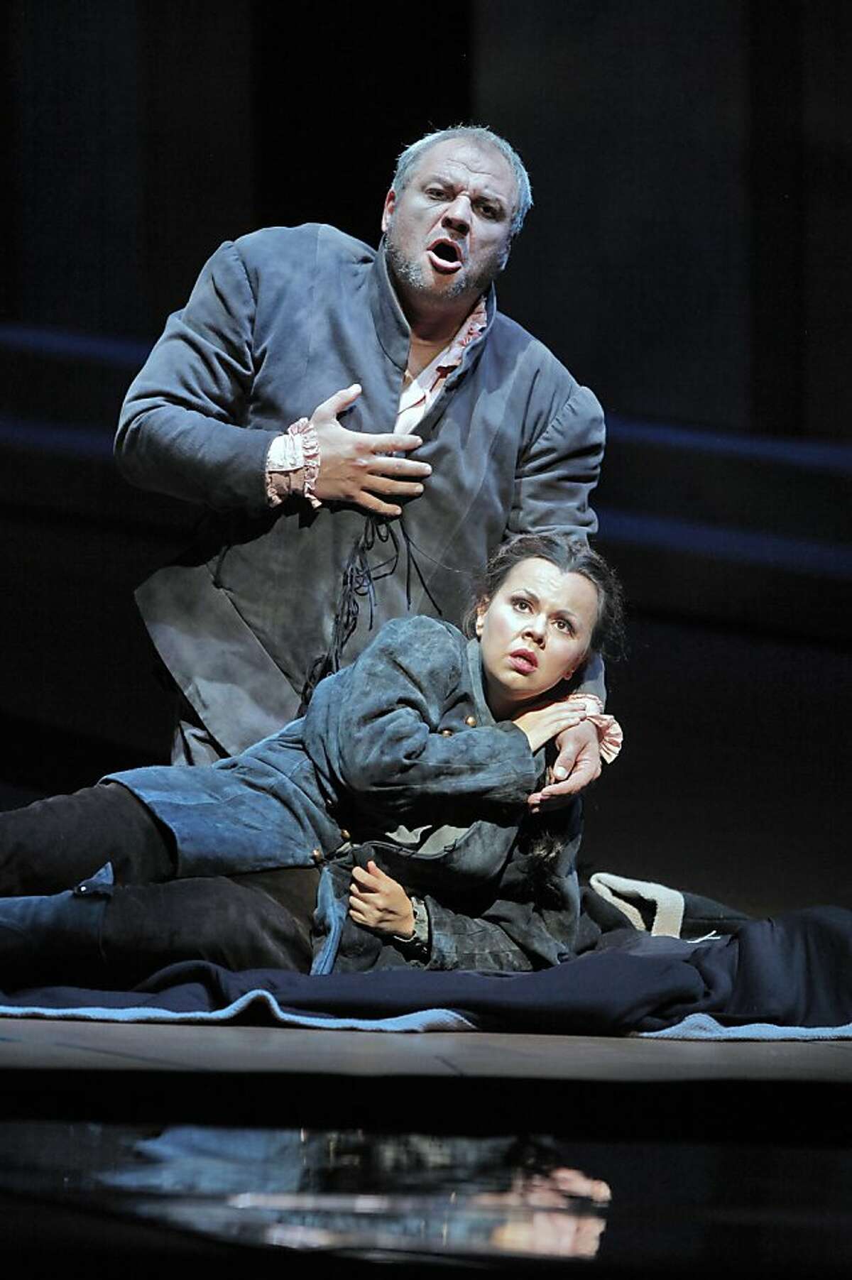 Zeljko Lucic (l.) as Rigoletto and Aleksandra Kurzak as Gilda in Verdi's "Rigoletto" at SF Opera, Friday 9/7/12