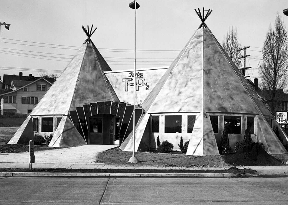 Clark's Twin T-Ps restaurant, later renamed the Twin Teepees, came into existence during the golden age of the roadside establishment. It opened in 1937 on Aurora Avenue North in Seattle and managed to remain until 2000, when a fire caused its closure. It was razed in 2001. Perhaps the most notable thing about the Twin Teepees (aside from its issues with cultural appropriation in the architecture) is that Harland Sanders is said to have perfected his fried chicken recipe there before going off to open Kentucky Fried Chicken.