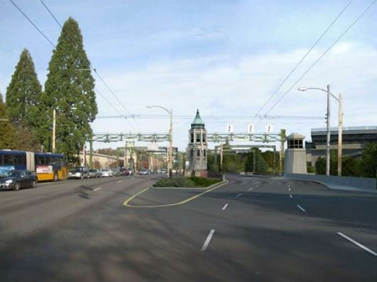 A rendering of what a second bascule bridge would look like from Montlake Boulevard.