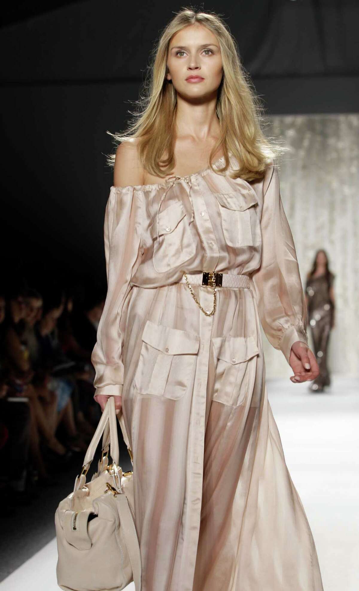 A model wears a design from the Rachel Zoe Spring 2013 collection.