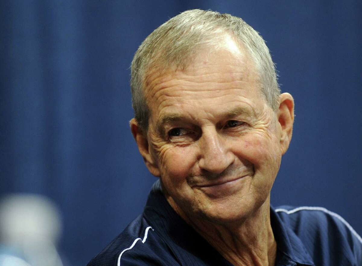 University of Connecticut basketball coach Jim Calhoun announces his retirement during a press conference at Gampel Pavilion at the UConn campus in Storrs, Conn. on Thursday, September 13, 2012.