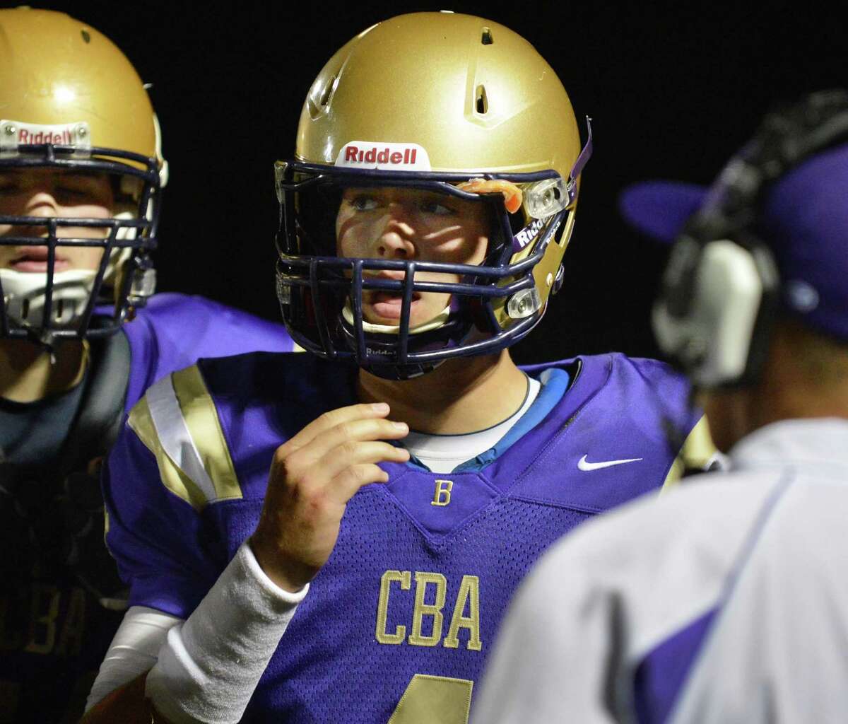 CBA quarterback Troy Anthony during Friday night's game against La Salle at CBA in Colonie Friday Sept. 14, 2012. (John Carl D'Annibale / Times Union)