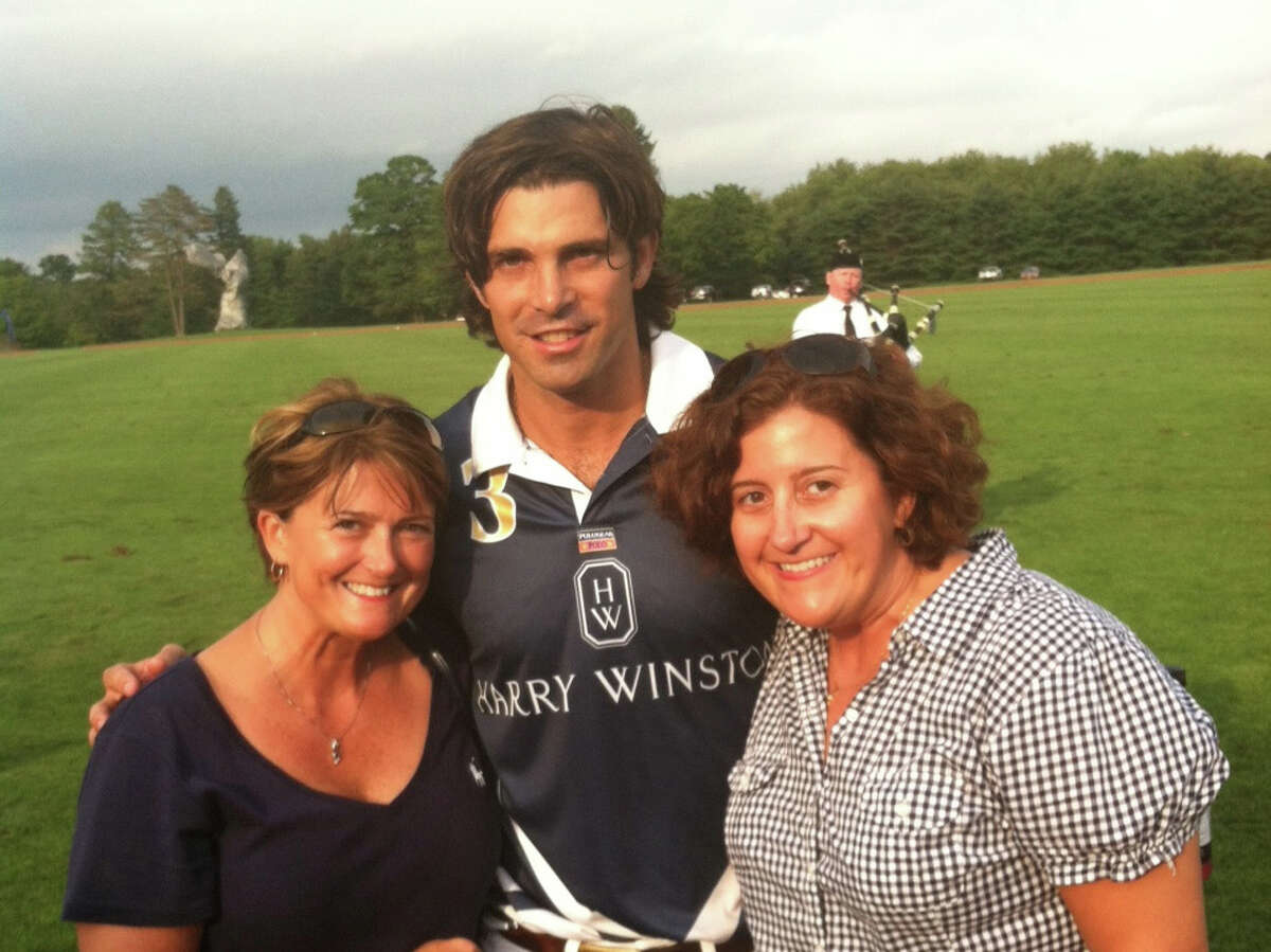 Greenwich residents and polo enthusiasts Roxanna, left, and Rebecca Zampieri with Argentine polo player Nacho Figueras at the Greenwich Polo Club Sept. 2.