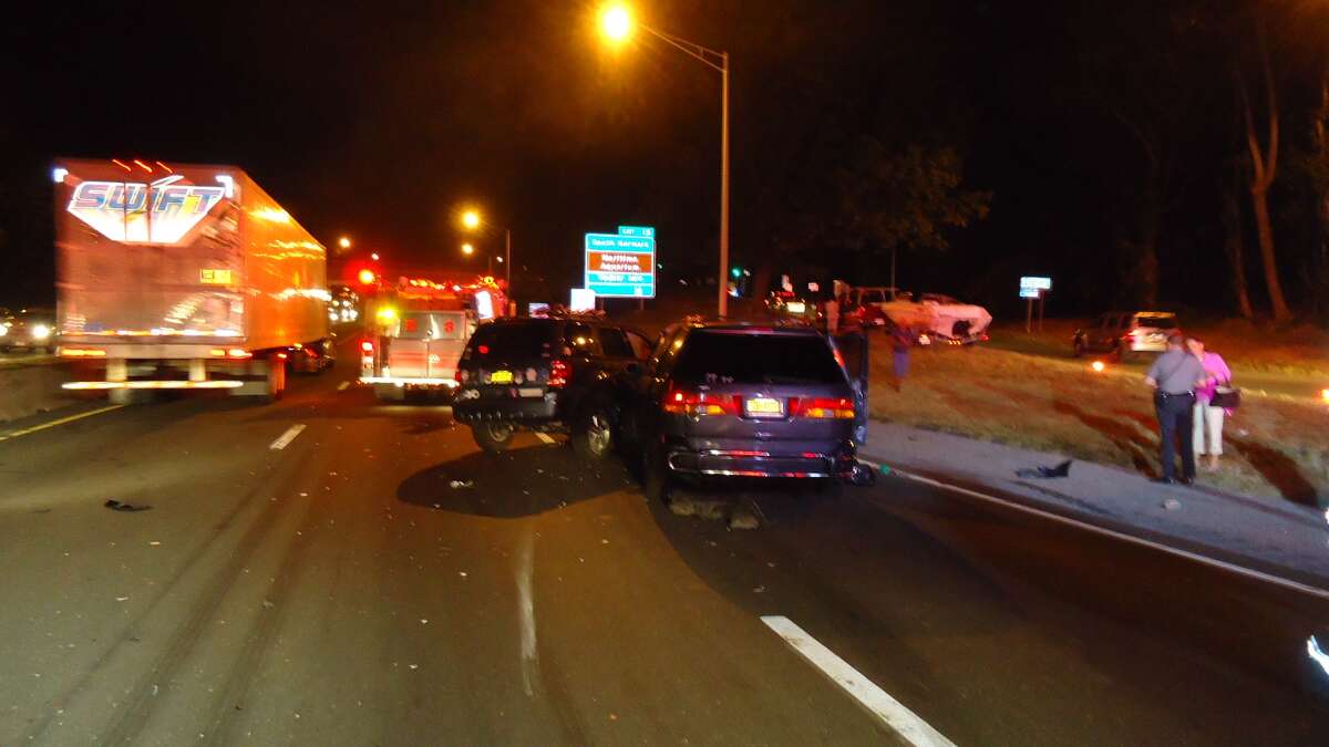Ten people were transported to Norwalk Hospital to be treated for non-life-threatening injuries after back-to-back multi-vehicle accidents the evening of Sunday, Sept. 16, 2012 on Interstate 95 southbound in Norwalk, Conn., fire officials said.