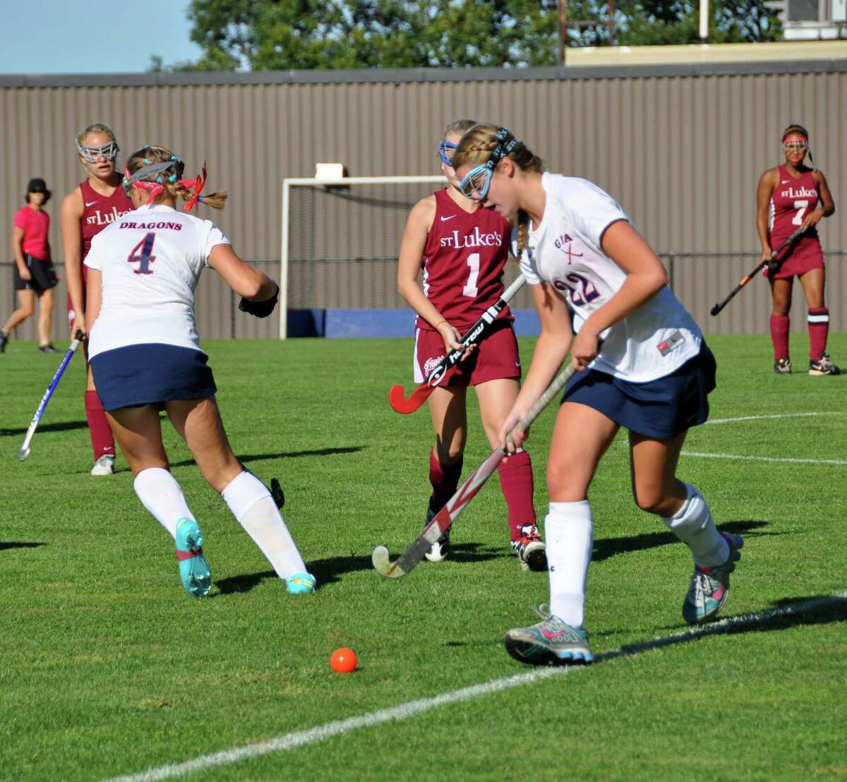 Junior Maggie Sherin, of Weston, controls the ball in the Greens Farms Academy's 3-1 win over St. Luke's on Sept. 11.