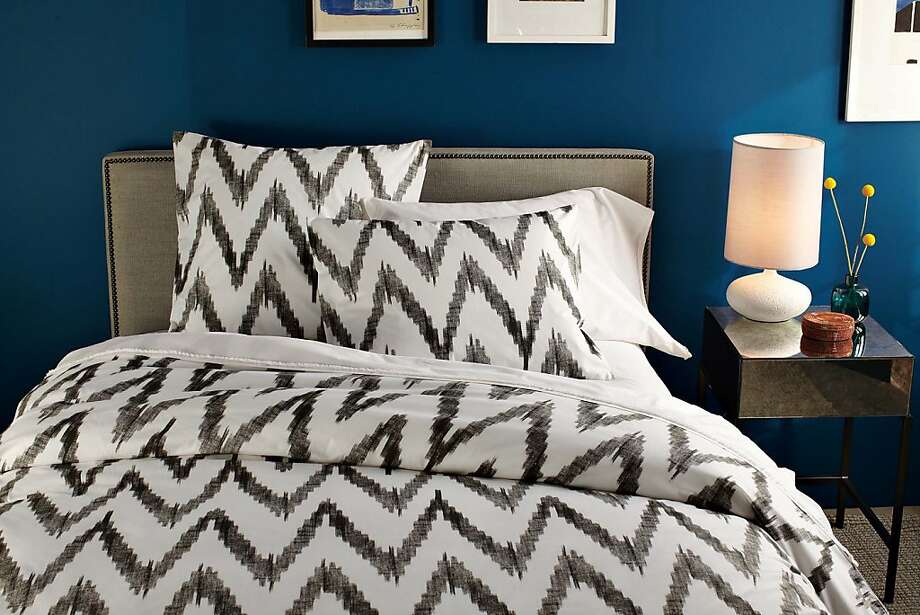 Chevron-motif bedding from Dwell, West Elm - SFGate