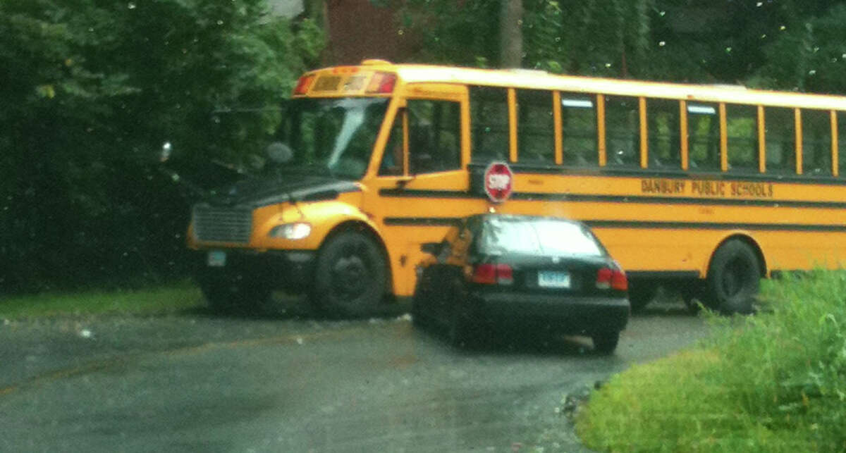 A car collided with a school bus on Scuppo Road on Tuesday morning, Sept. 18, 2012.