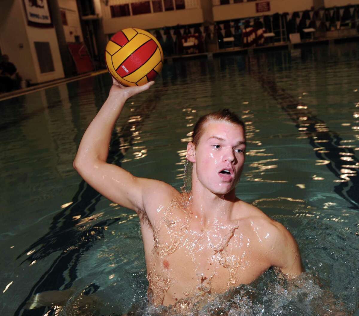 Greenwich HIgh School water polo captain Will Klingner during practice at the school, Tuesday, Sept. 18, 2012.