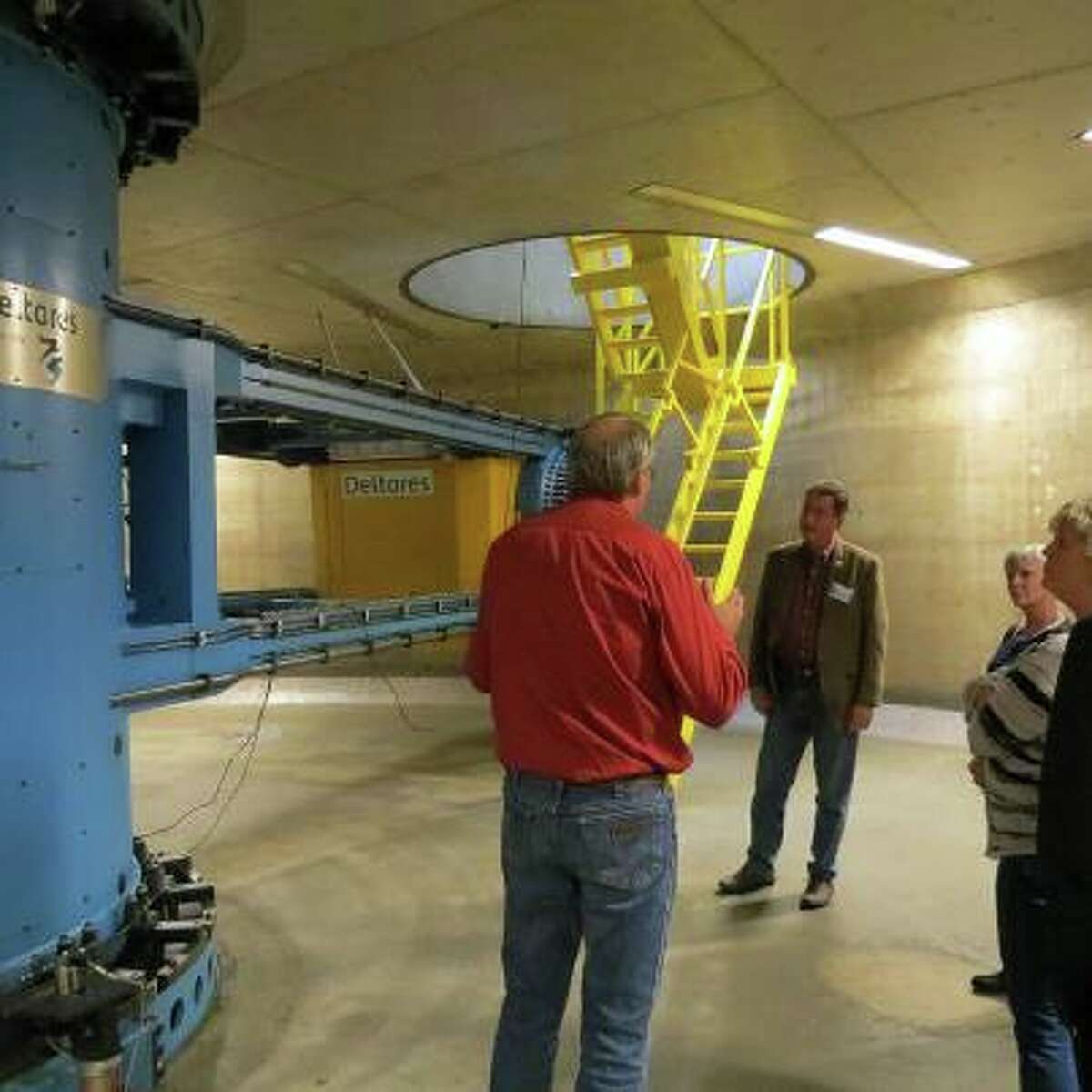 Members of the Galveston delegation tour the centrifuge at the independent Dutch research organization Deltares.