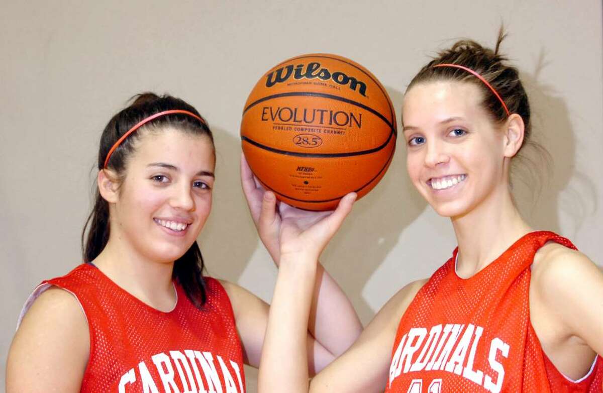 Greenwich High School basketball captains Jessica Fiscella, left, and Erin Laney are set to lead the Cardinals into the 2009 season,photographed at GHS Tuesday afternoon, Dec. 8, 2009.