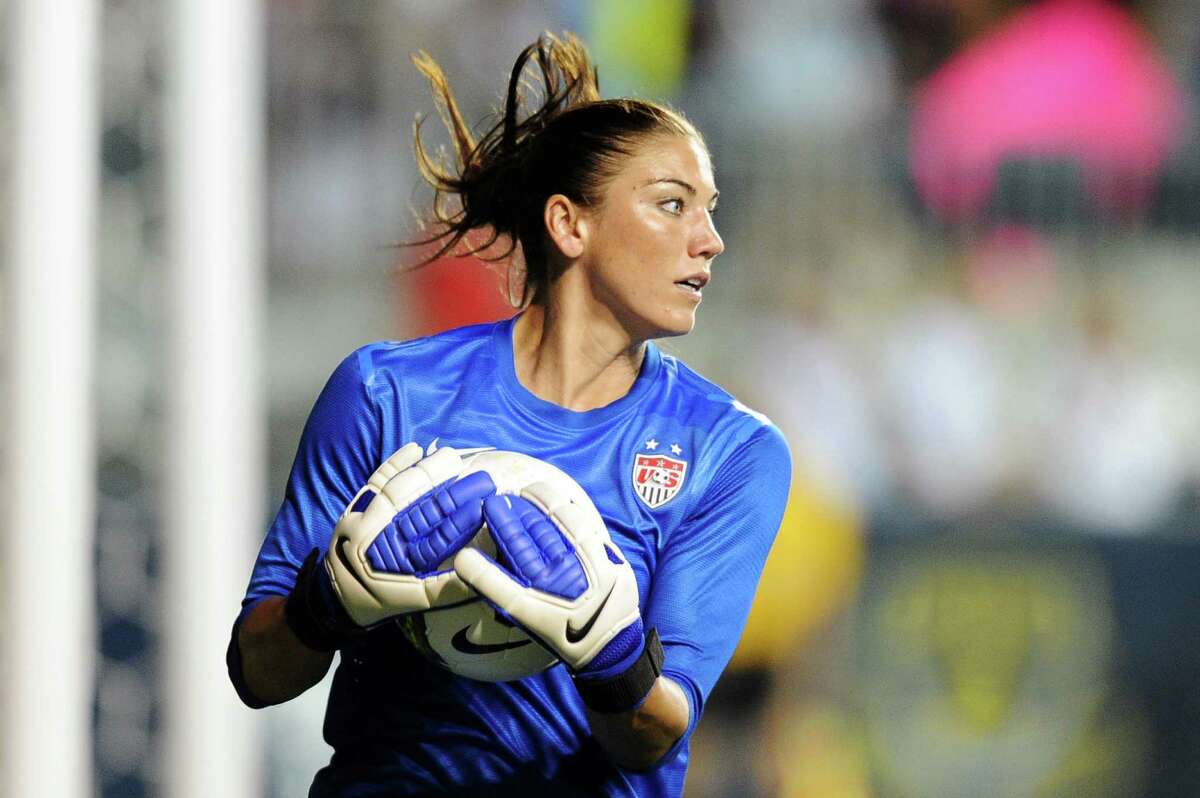 Hope Solo of the USA catches the ball during the game against China at PPL Park on May 27, 2012, in Chester, Pa. US won 4-1.