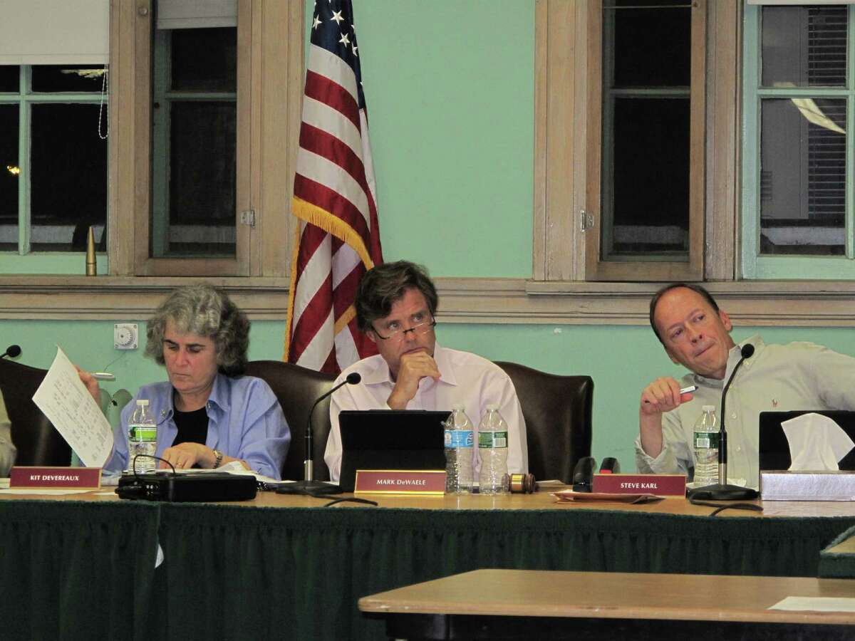 Councilmembers Kit Devereaux, Mark DeWaele, and Steve Karl at the Sept. 19 Town Council meeting. 9/19/12.