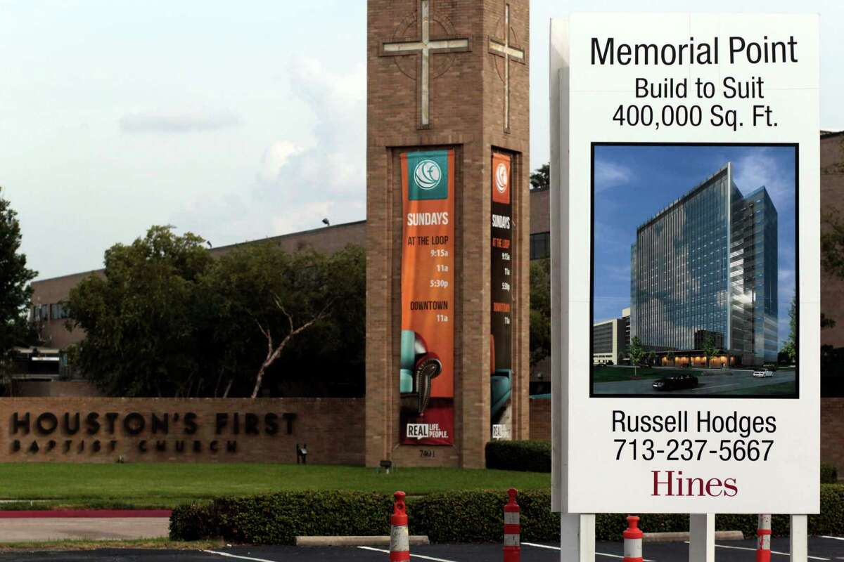 First Baptist Church, 7401 Katy Freeway, which is leasing a 4-acre section of its property to Hines for construction of a new office building and parking garage.