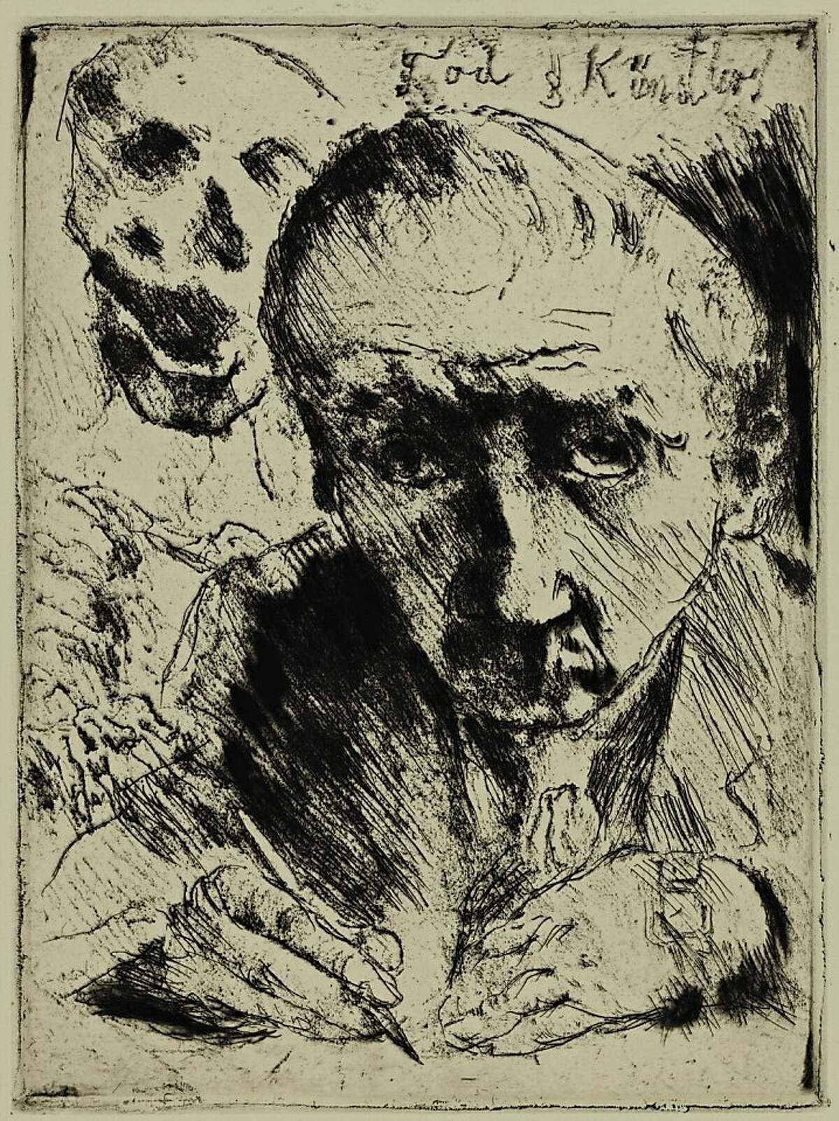 Lovis Corinth's "Death and the Artist," 1921, part of the new show at Cantor Arts Center