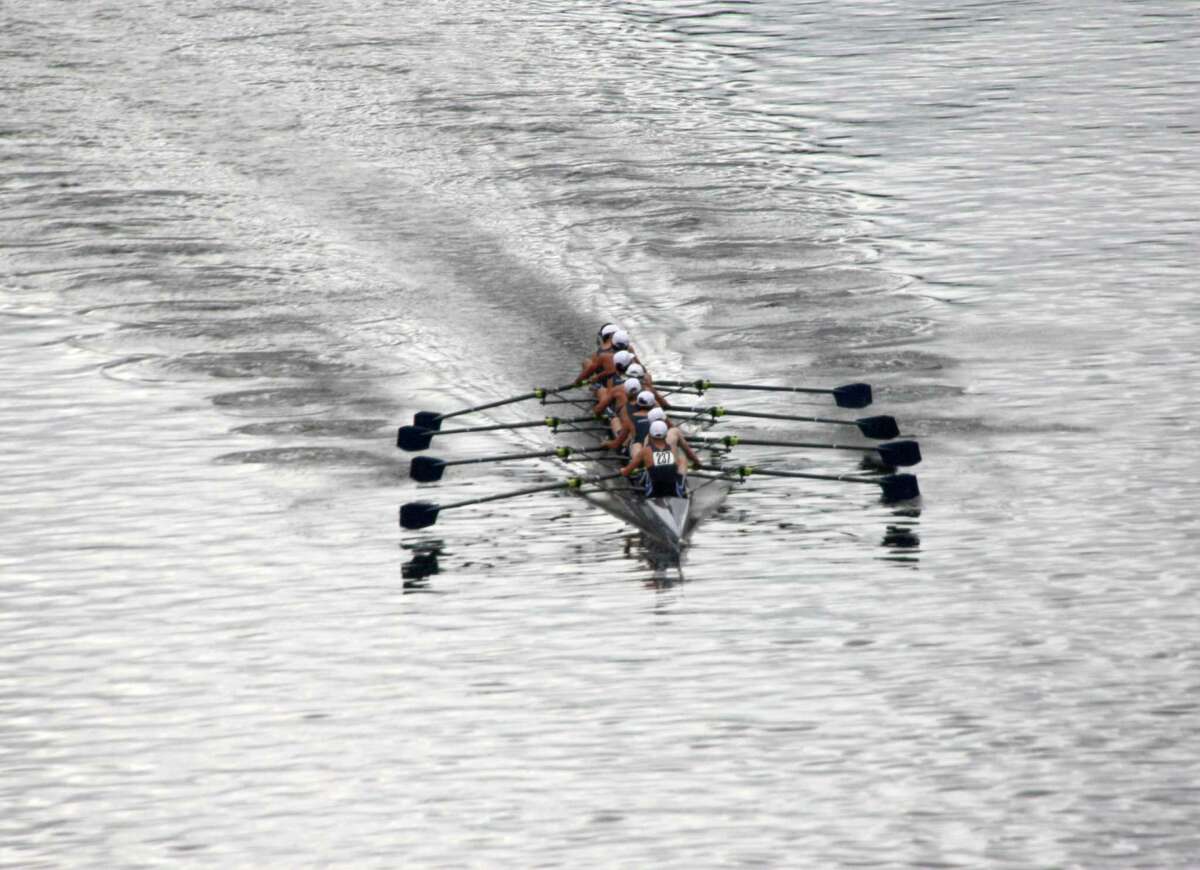 Greenwich Crew's Men's Junior 8+ took first in two events at the recent Head of the Riverfront Regatta in Hartford.