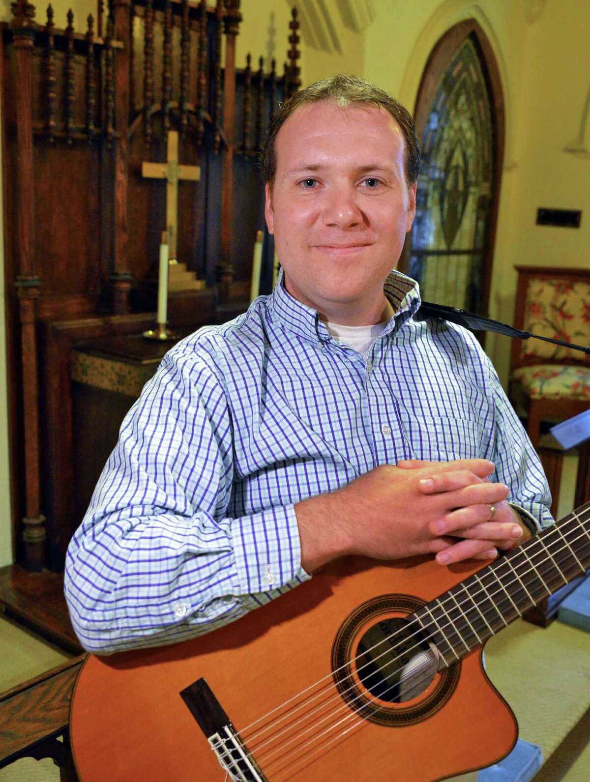 Doug Esmond, Music Coordinator at First United Methodist Church in Delmar Tuesday Sept. 25, 2012. (John Carl D'Annibale / Times Union)