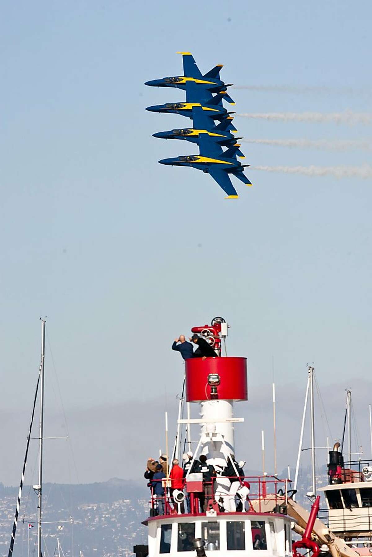 Air show off, fireworks on for Fleet Week