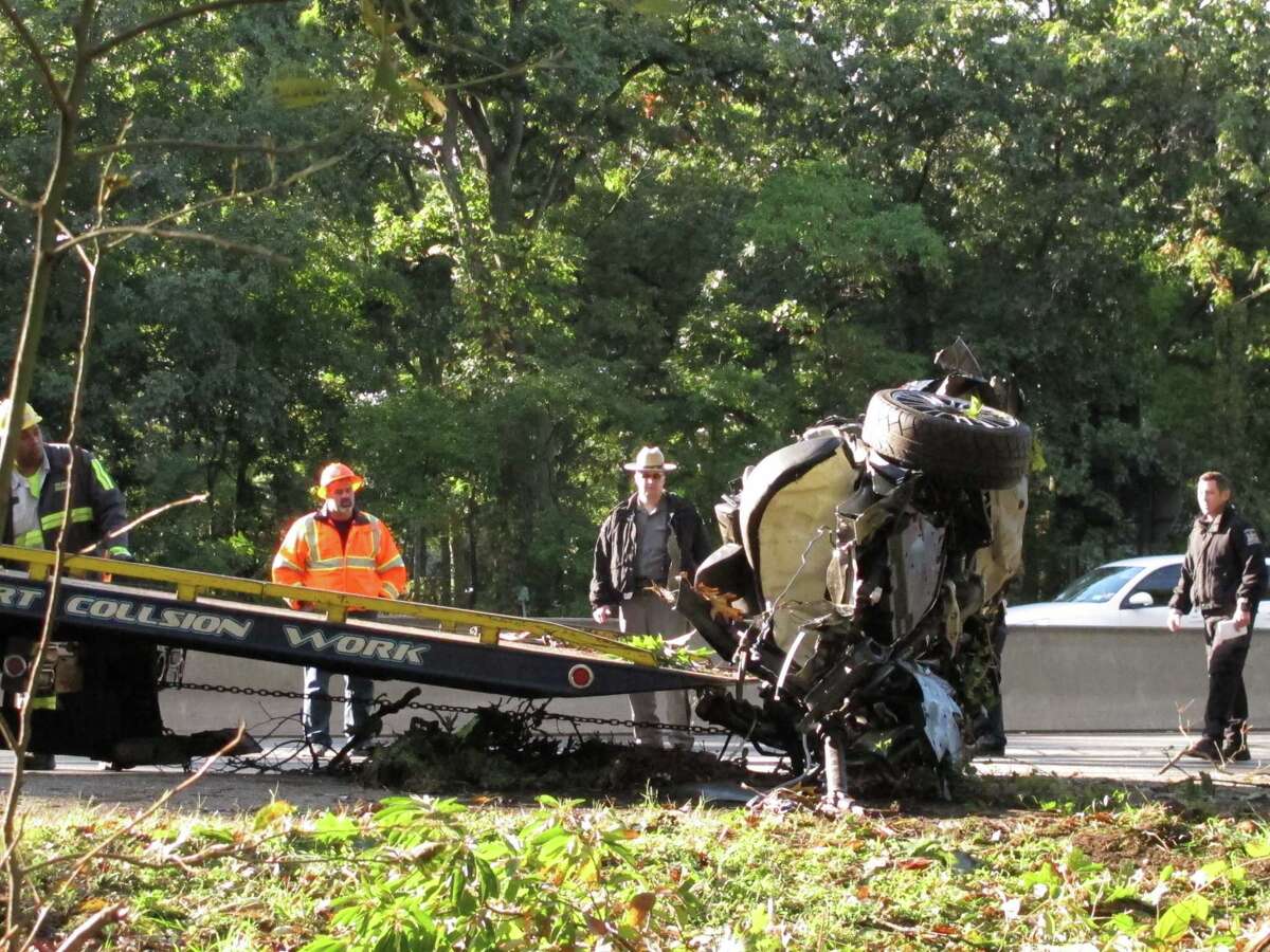 Police Car sliced in half in NY accident; 4 dead