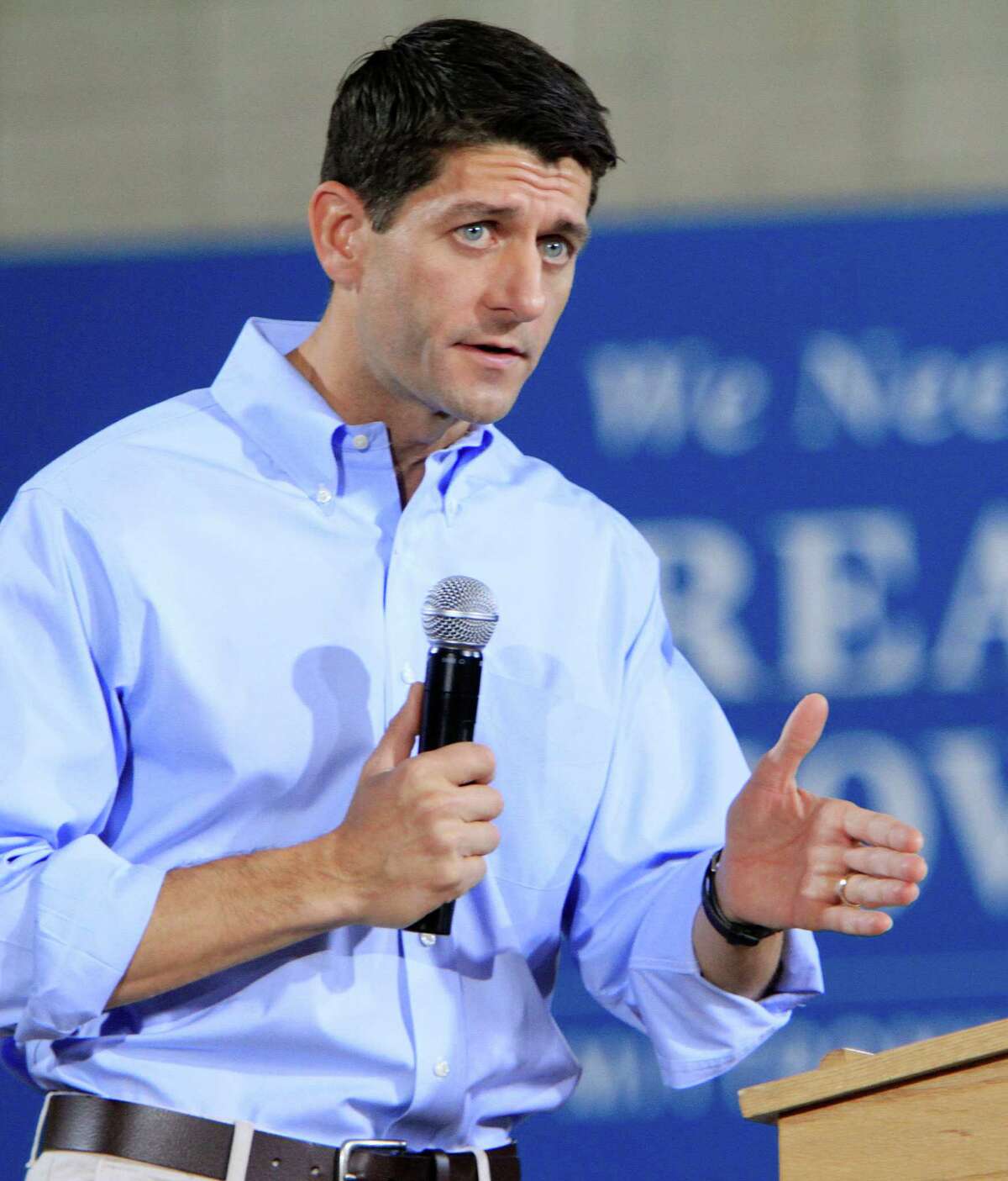 Republican Vice Presidential candidate Paul Ryan speaks during a campaign event, Saturday, Sept. 29, 2012 in Derry, N.H. (AP Photo/Jim Cole)