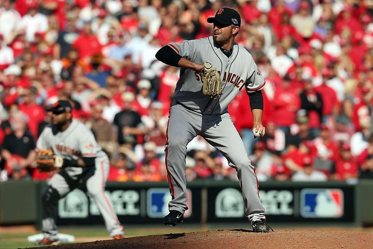 CINCINNATI, OH - OCTOBER 11: Jeremy Affeldt #41 of the San Francisco Giants pitches against the Cincinnati Reds in Game Five of the National League Division Series at Great American Ball Park on October 11, 2012 in Cincinnati, Ohio. (Photo by Jonathan Daniel/Getty Images)
