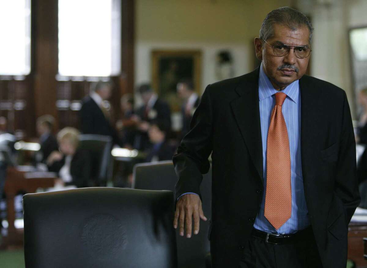 State Sen. Mario Gallegos in 2007, the year he received a liver transplant. Gallegos had a bed placed inside the Capitol during his recuperation so he would not miss votes. The reason for his current hospitalization was not known.