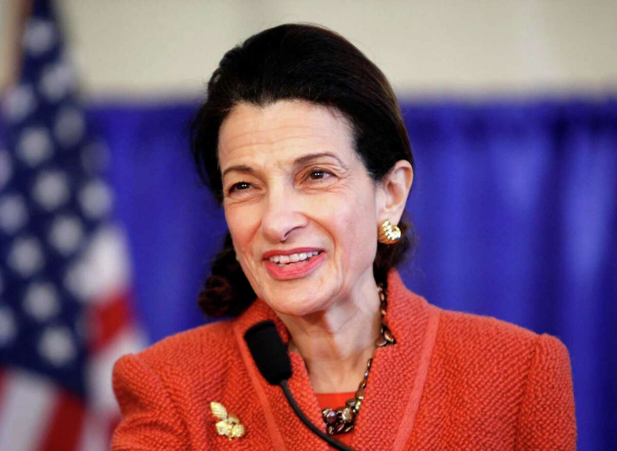 FILE- In this March 2, 2012, file photo U.S. Sen. Olympia Snowe speaks at news conference in South Portland, Maine. Snowe, who has cited Washington's partisan atmosphere as the reason she is stepping down this year, has a deal with Weinstein Books for a publication due out in the spring. Weinstein is billing the book, currently untitled, as a “memoir and call to action.” (AP Photo/Robert F. Bukaty, files)