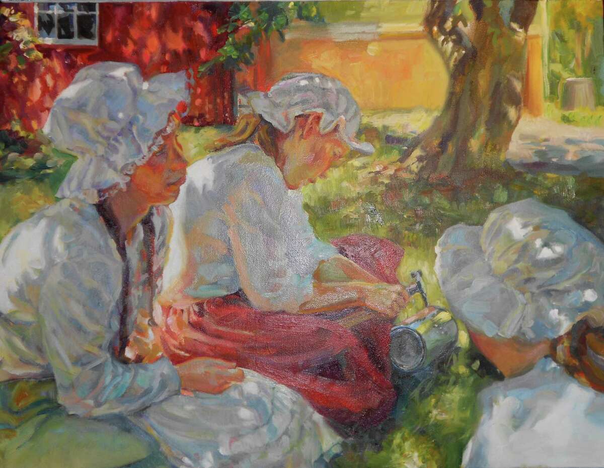 Easton artist Beverly Branch will demonstrate how she paints women âÄúas timeless vessels of lyrical graceâÄù when she appears Sunday, Oct. 21, at the Newtown Historical Society's open house. She painted the piece shown here after visiting the group's history camp for kids this summer. (The girls are making lanterns.) Branch's style is inspired by late 19th-century painters such as Mary Cassatt.