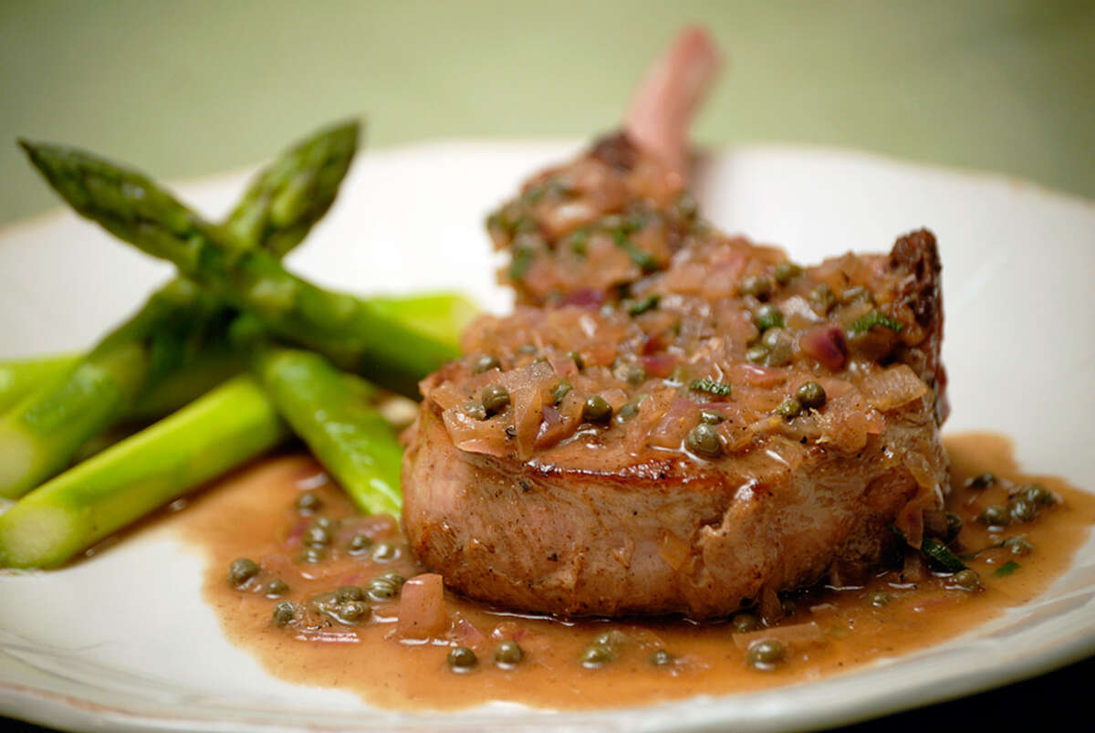 Veal chops with caper sauce by Jacques Pepin. 