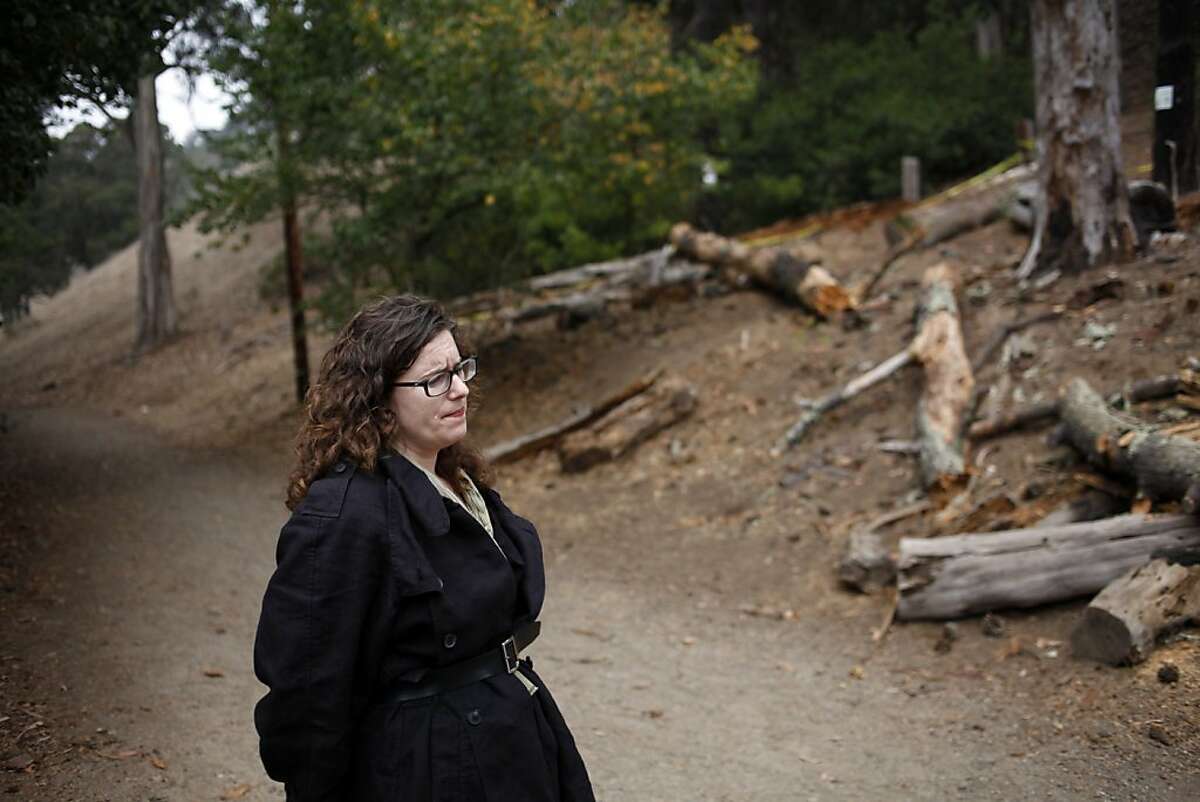 Karen Mauney-Brodek, Deputy Director for Park Planning, stands in Glen Canyon Park where two of the trees slated for removal recently fell in San Francisco, Calif., Friday, October 19, 2012. The plans to renovate the recreation center and playground include removing 58 trees and planting 163 new ones. The progress is being held up by citizens concerned about trees being removed, but Mauney-Brodek says they are being replaced at rate of more than two for one, and many of them are hazardous or in poor condition.