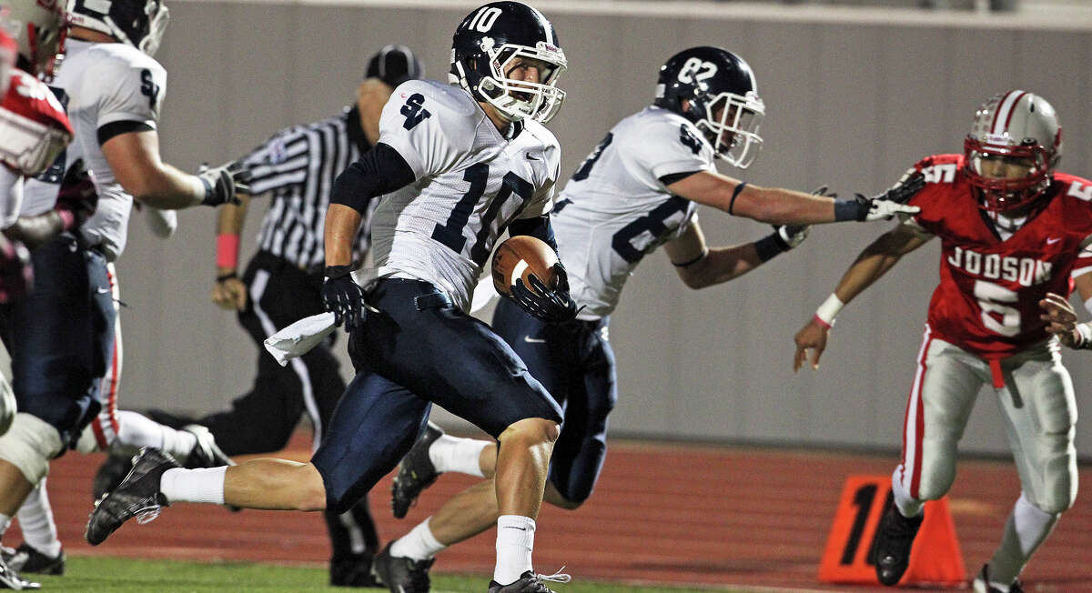 Taylor West romps in for a second half touchdown on a short pass reception as Judson hosts Smithson Valley at Rutledge Stadium on October 19, 2012.