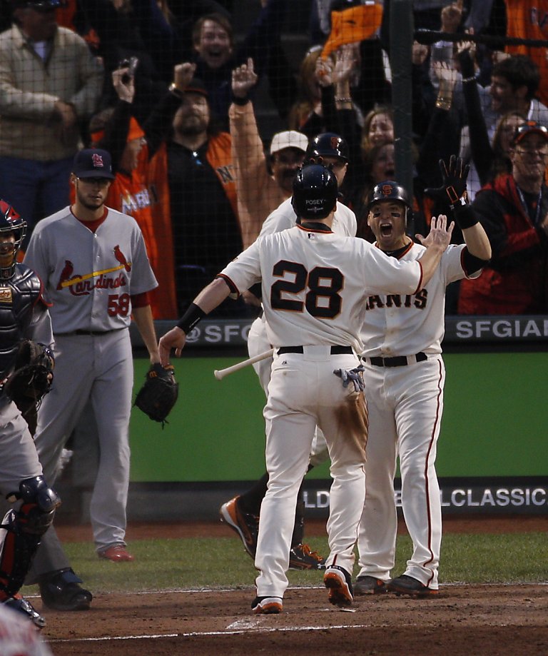 Giants' Game 7 romp led by Cain, Scutaro