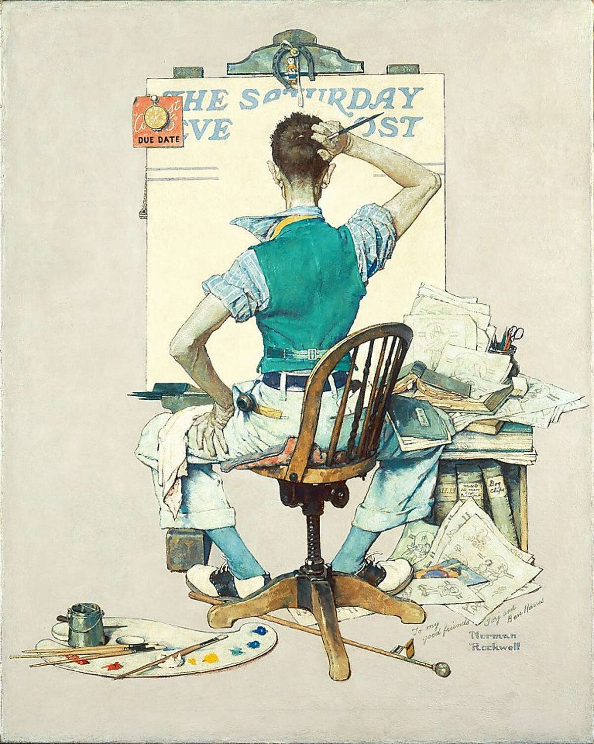 Norman Rockwell's “Artist Facing Blank Canvas (The Deadline),” 1938. Rockwell did 322 covers for The Saturday Evening Post