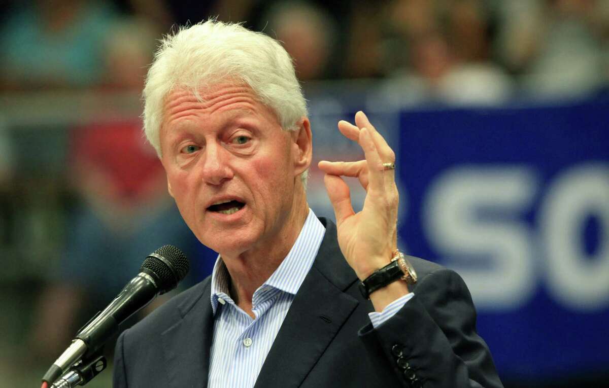 Former President Bill Clinton speaks at South San High School in San Antonio to show support for Pete Gallego and other Democrats running in the upcoming election. Thursday, Oct. 25, 2012.