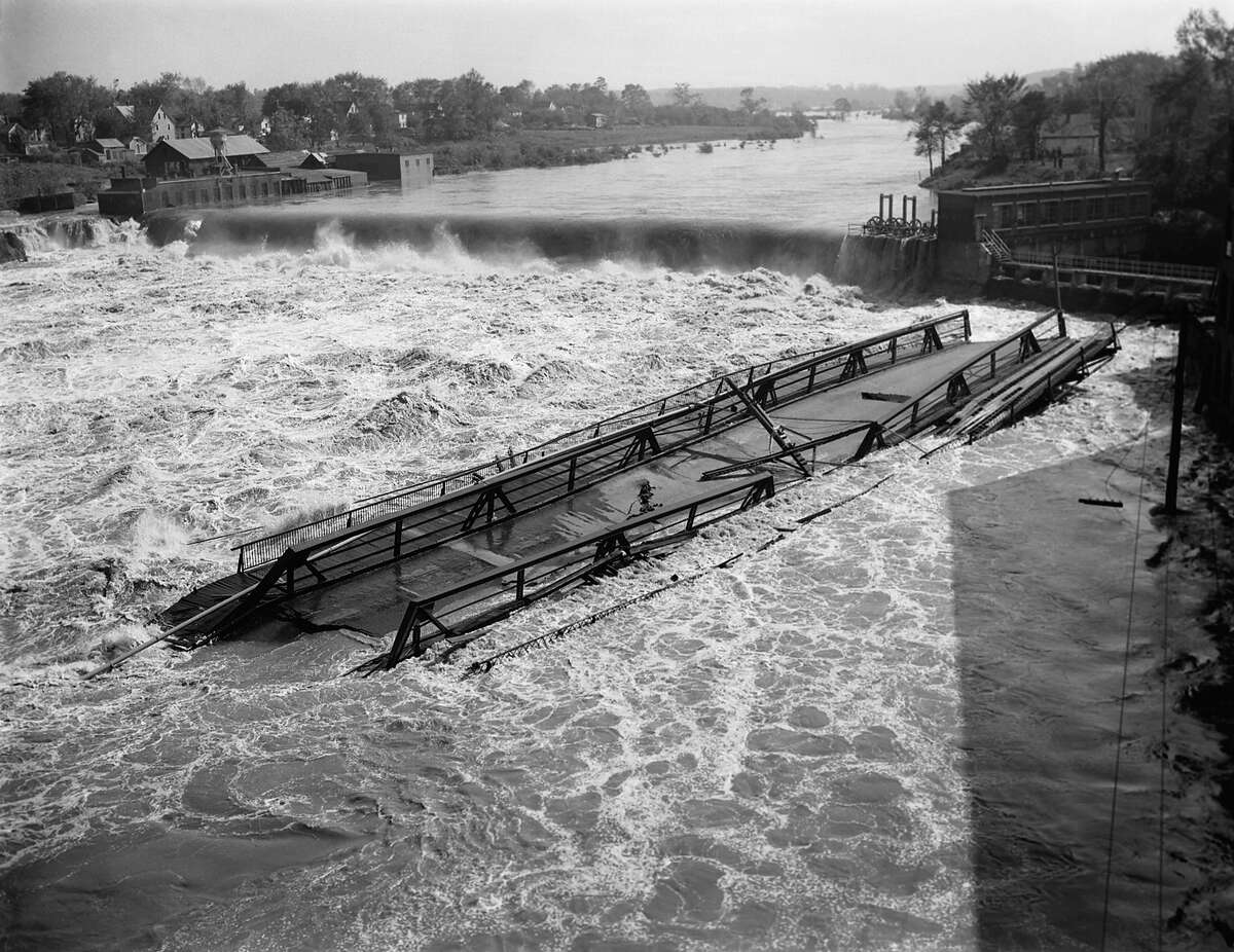 The great hurricane of 1938, some called the Yankee Clipper, and Hurricane Carol in 1954, wreaked havoc on the east coast and were two of the most devastating storms in modern history. Above: Undermined and weakened by flood waters, the Chicopee Falls Bridge over the Connecticut River , is shown Sep. 23, 1938 at Springfield, Mass.