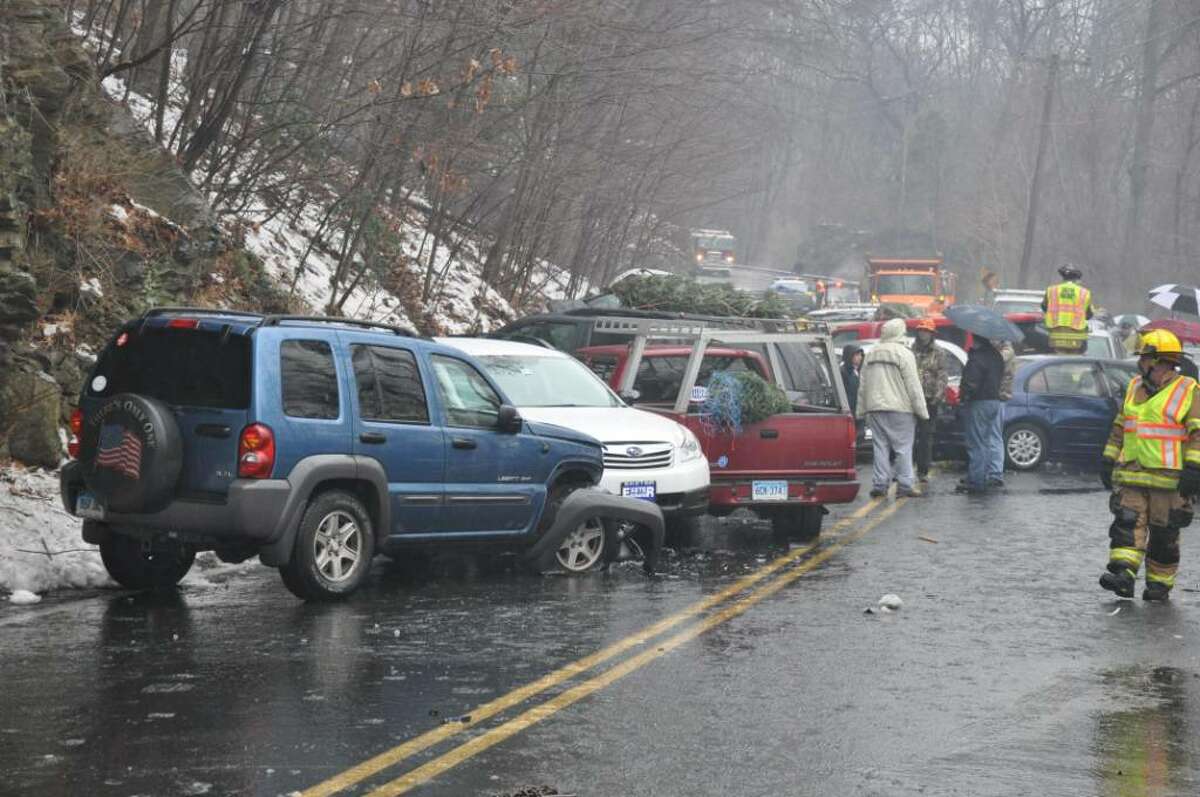 Rain/ice mix caused 50car pileup in Shelton