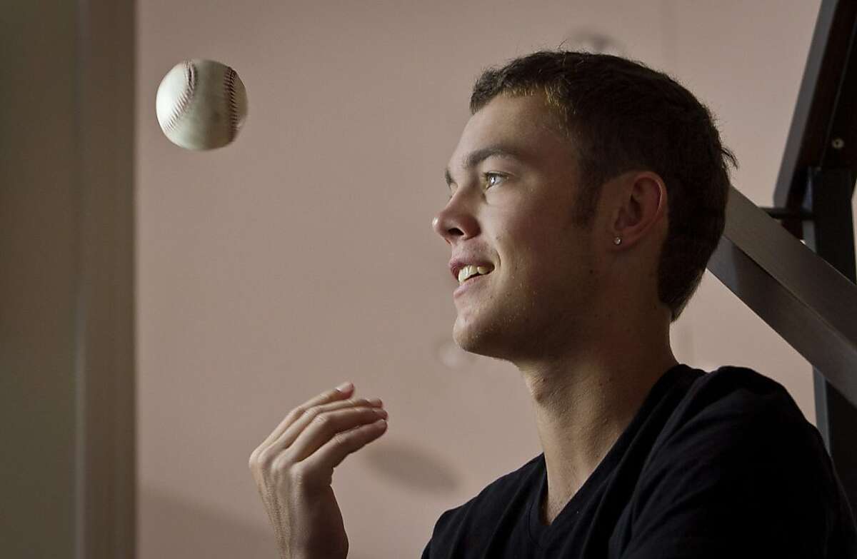 Gunnar Sandberg, the Marin Catholic pitcher who was hit in the head by a line drive two years ago at his home in San Rafael, Calif., on Friday, November 2nd, 2012.
