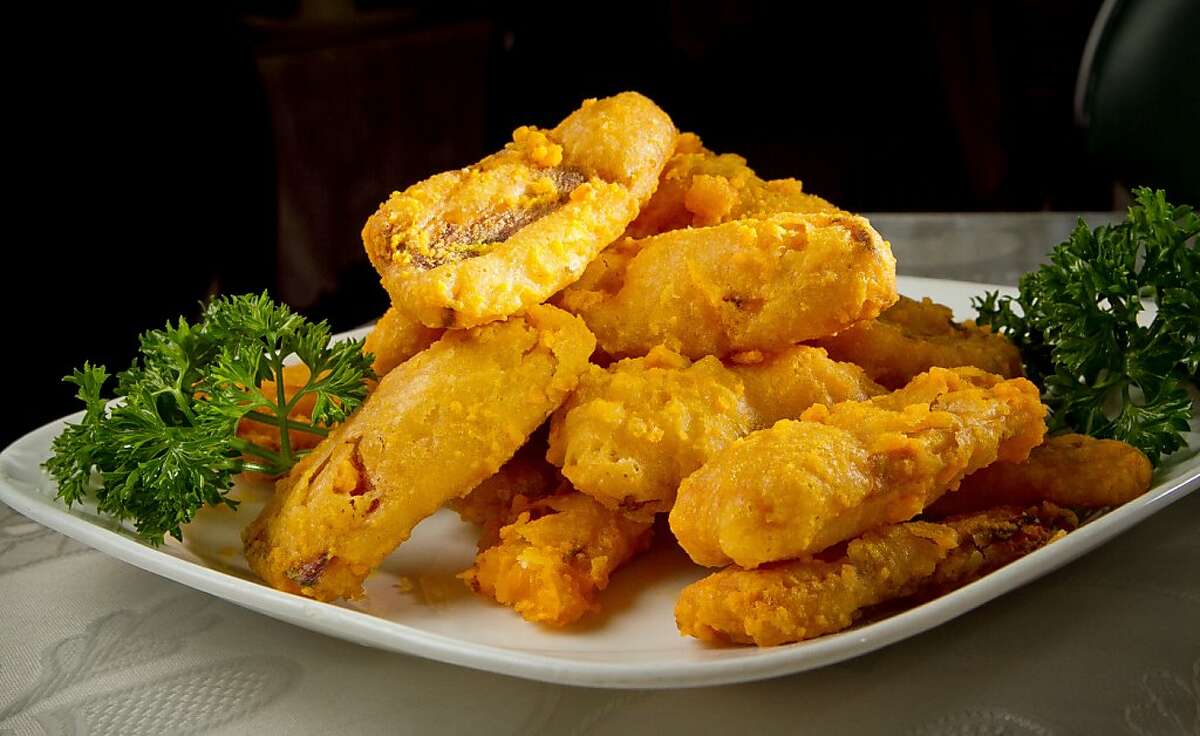 Pumpkin Strips with Salted Egg at Hakka restaurant in San Francisco, Calif., is seen on Friday, November 2nd, 2012.