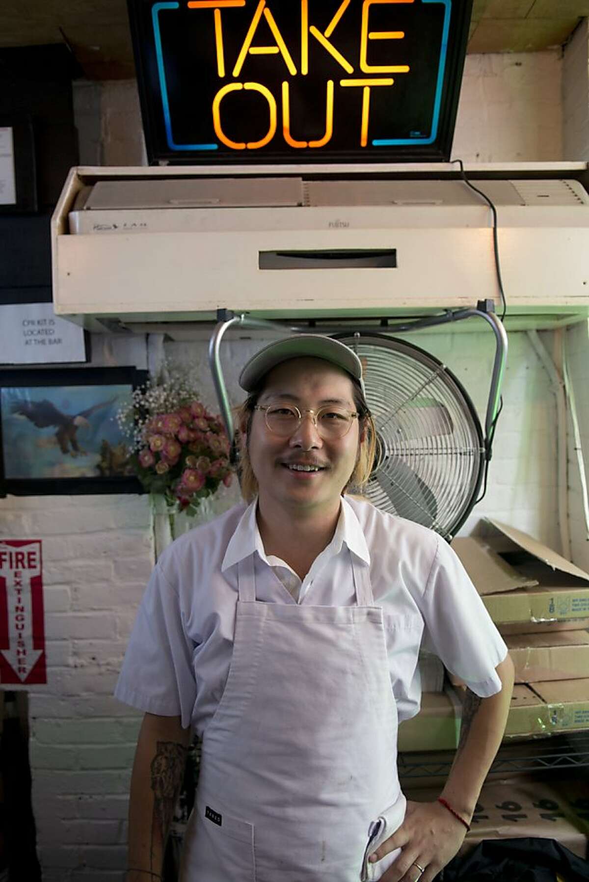 Chef Danny Bowien is photographed at his restaurant, Mission Chinese, at its New York City location on the Lower East Side of Manhattan on Tuesday, July 31, 2012 in New York, NY.