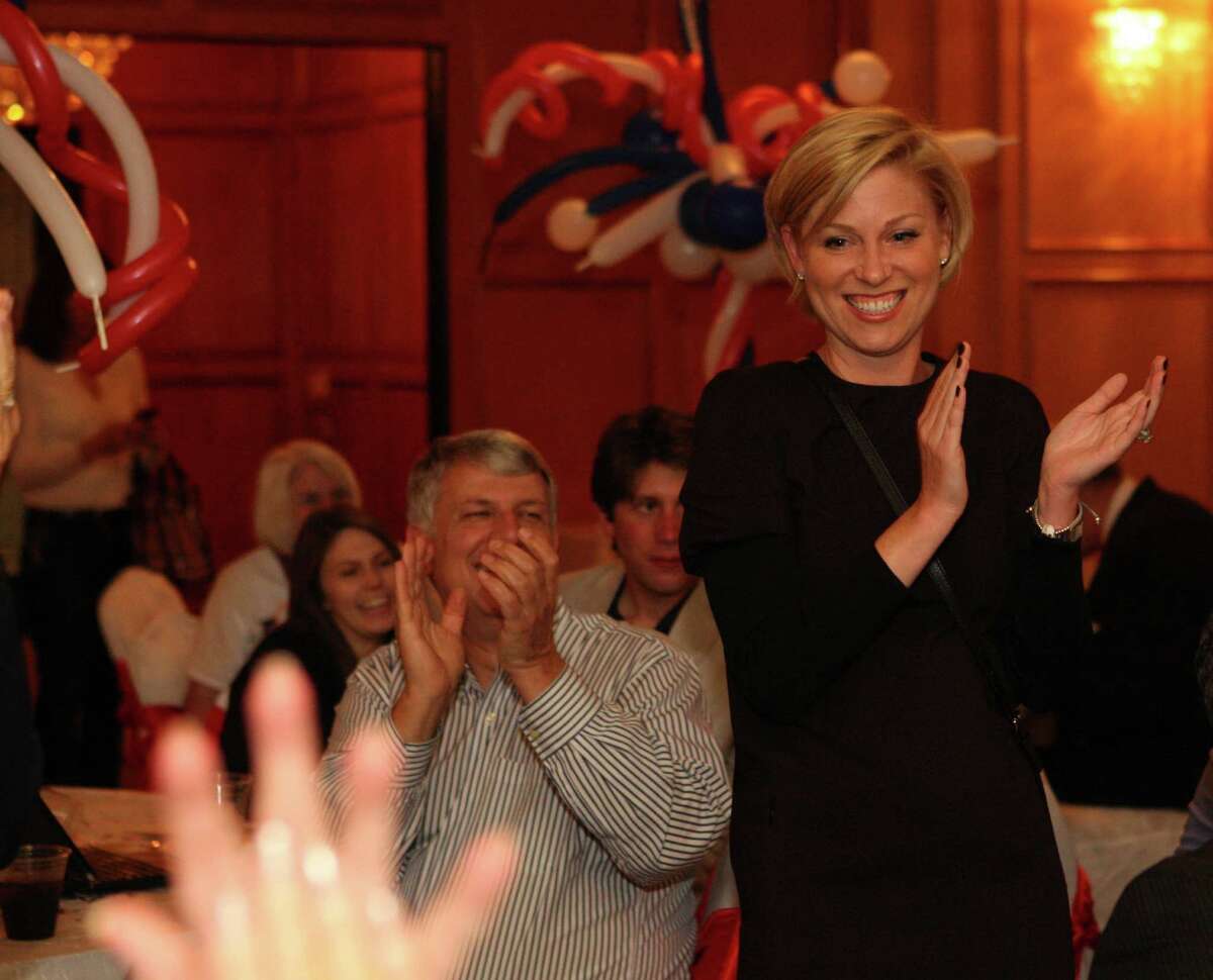 State House District 134 Rep. Sarah Davis thanks her supporters Tuesday night during her watch party at The Meridian in Houston. The incumbent got attention for breaking ranks with the GOP in her first term.
