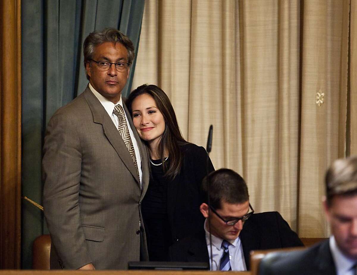 Mirkarimi and wife after the San Francisco supervisors meeting onTuesday, October 9, 2012.