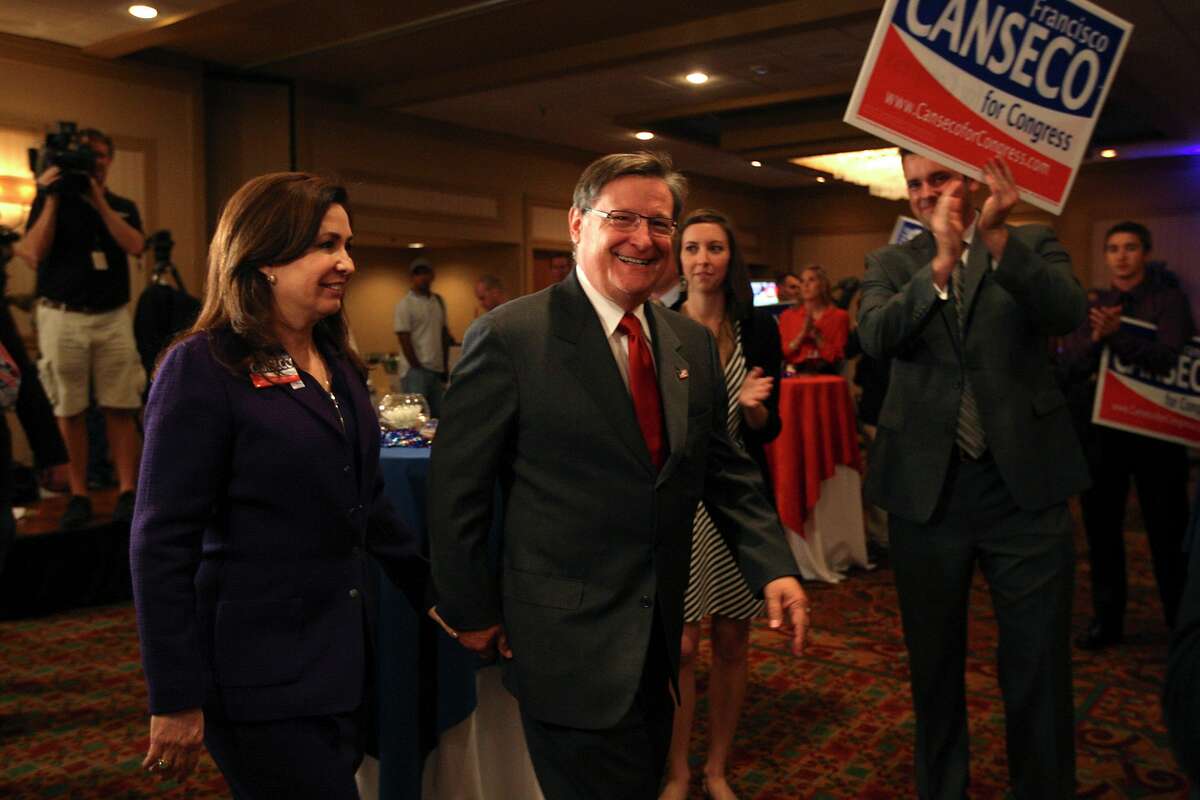 U.S. Rep. Francisco "Quico" Canseco, R-San Antonio, and his wife, Gloria, arrive at a campaign rally. Canseco said it was too early to concede the race.