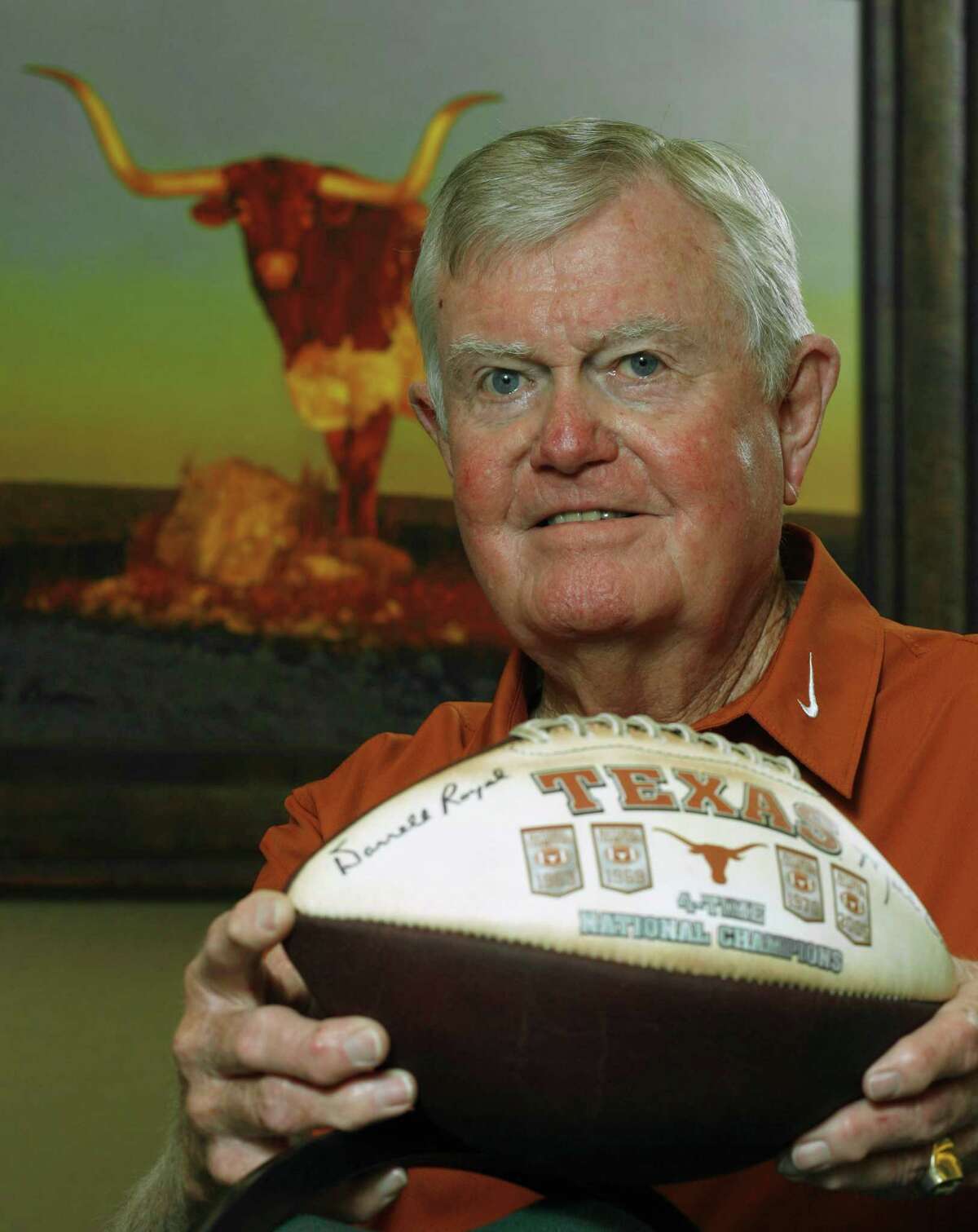 Former Texas head football coach Darrell Royal is shown at his apartment complex Tuesday, Sept. 18, 2007, in Austin, Texas. He began as head coach of the Longhorns 50 years ago. (AP Photo/Harry Cabluck)