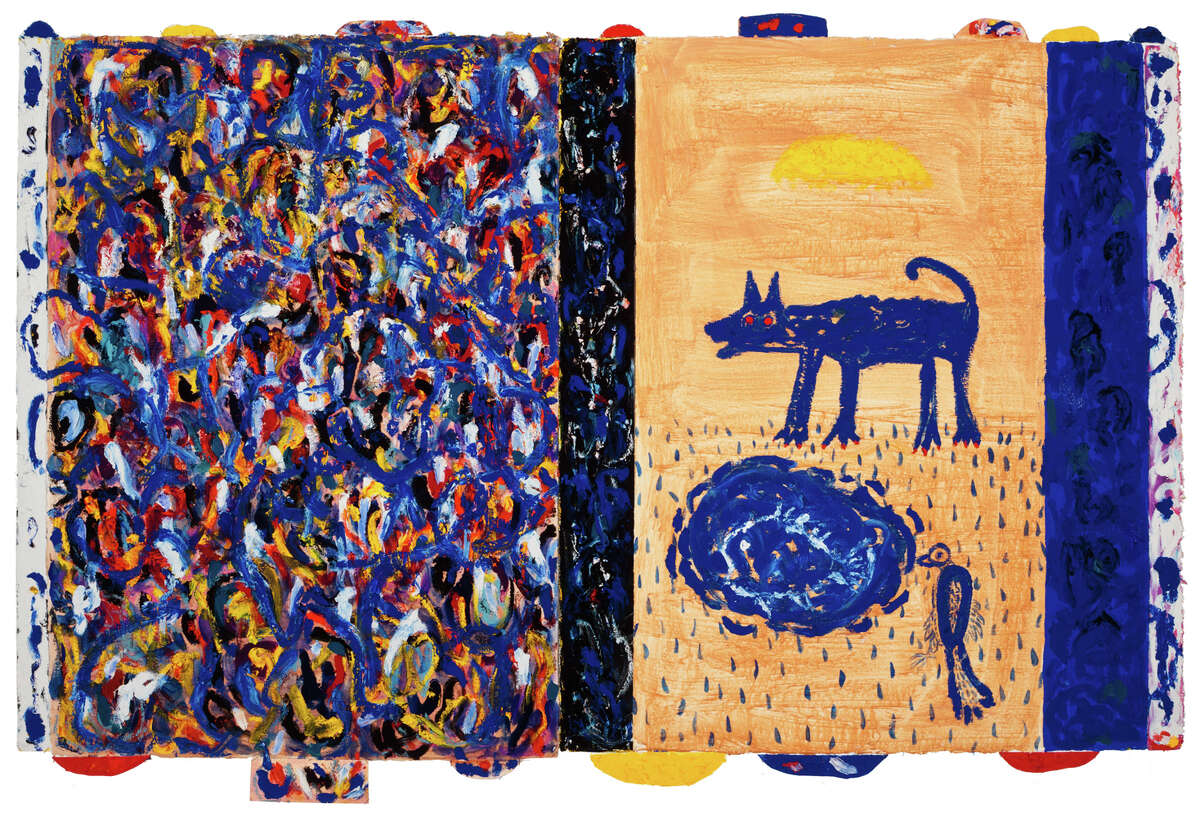 Floyd Newsum's "Blue Dog at Sunrise" is on view in his solo show at Wade Wilson Art through Nov. 24.