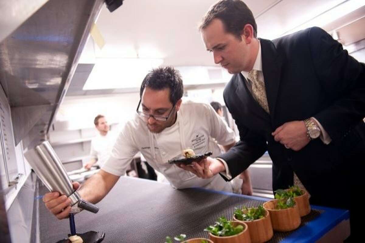 Meadowood chef Christopher Kostow and restaurant director Nathaniel Dorn.