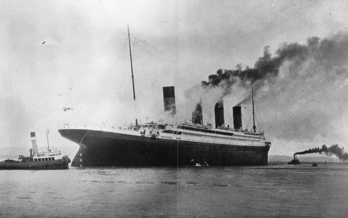 The luxury White Star liner 'Titanic', which sank on its maiden voyage to America in 1912, seen here on trials in Belfast Lough.