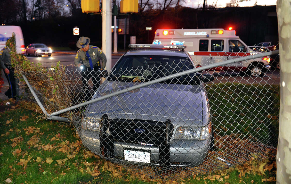 State Police cruiser crashes in Bridgeport