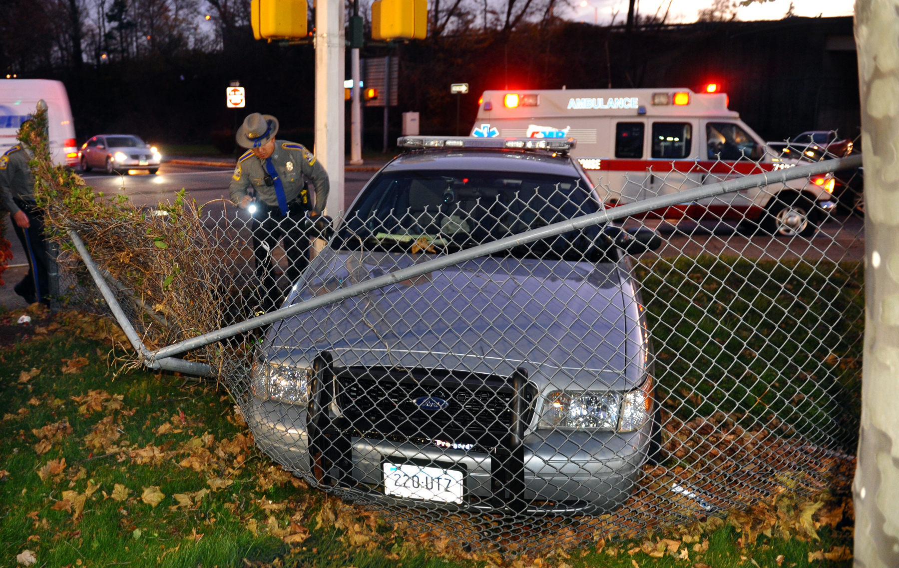 State Police cruiser crashes in Bridgeport