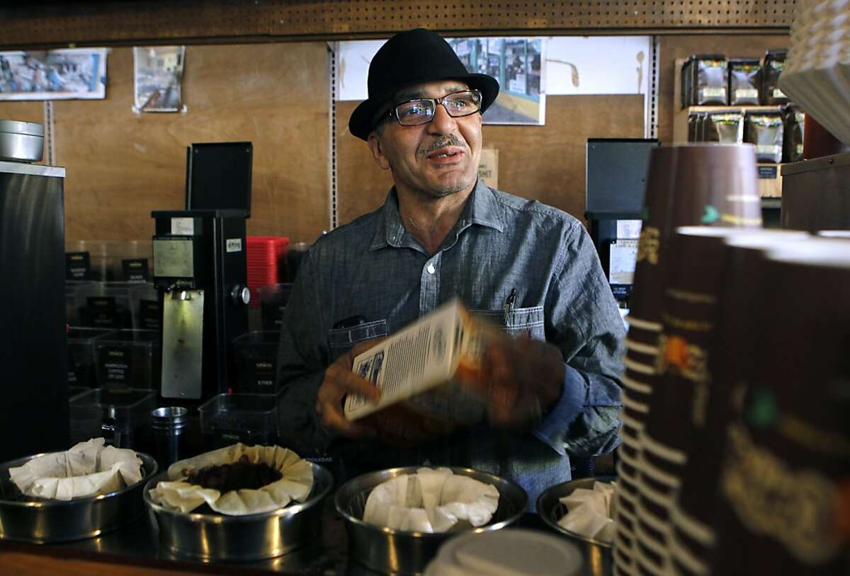 Phil Jaber prepares a cup of one of his signature coffees at the birthplace of his local Philz Coffee empire, at 24th and Folsom streets, in San Francisco.  Philz Coffee currently has 6 locations in San Francisco, well under the current threshold of 11 locations to trigger chain store restrictions.