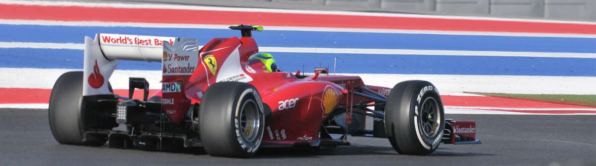 Felipe Massa in a Ferrari practices Saturday morning at the Circuit of the America's in Austin.